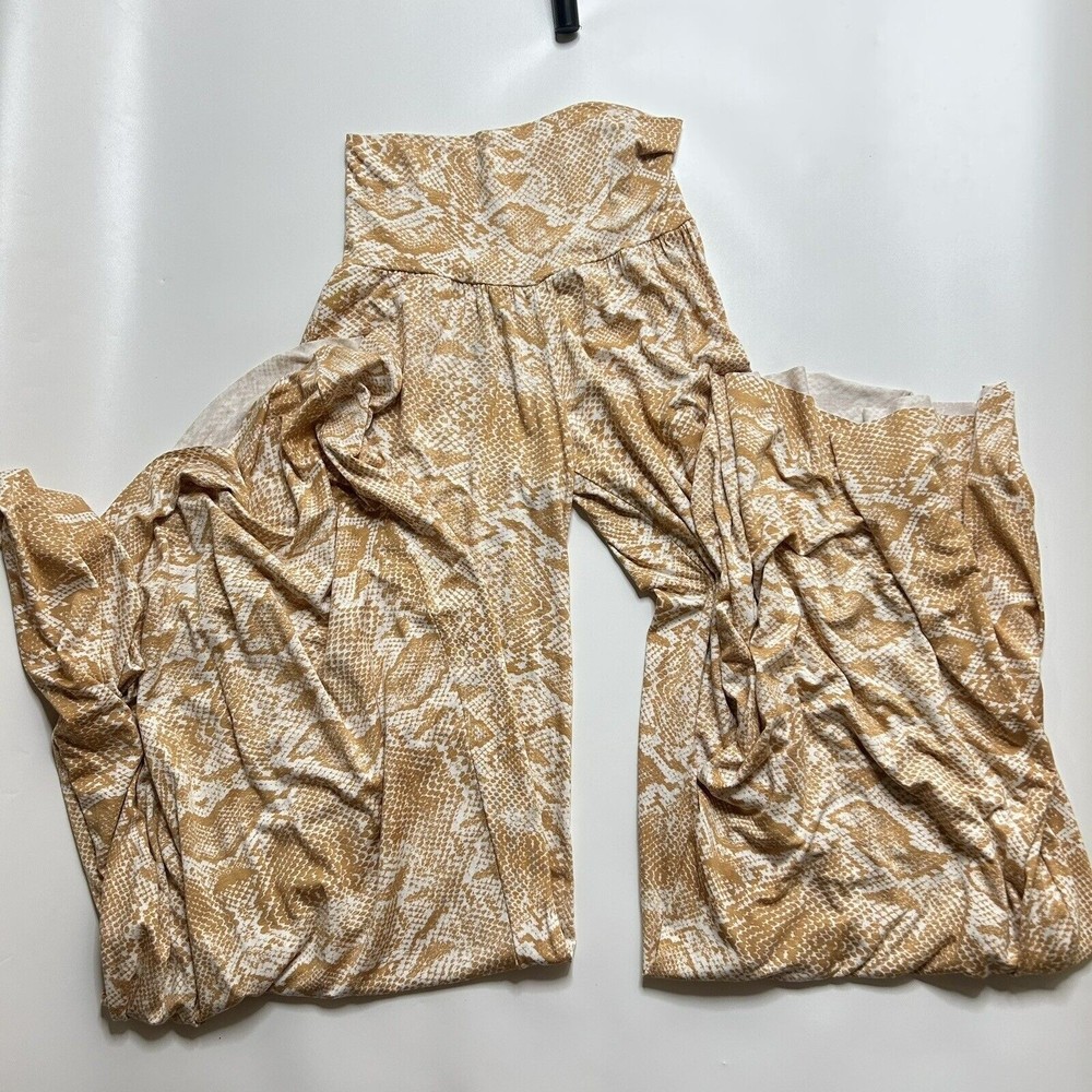 Rachel Pally Wide Leg Pants in Tan and Cream Snake Print